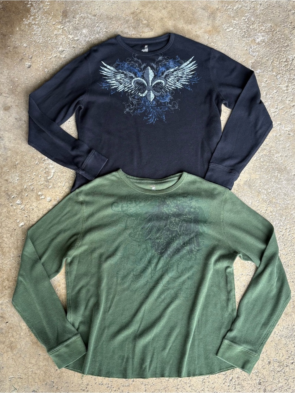 Vintage Y2K J Ferrar Grunge Cyber Thermal Green & Black Long Sleeve Skater XL